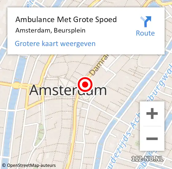 Locatie op kaart van de 112 melding: Ambulance Met Grote Spoed Naar Amsterdam, Beursplein op 5 juli 2024 20:08