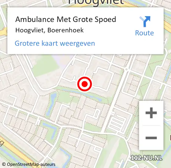 Locatie op kaart van de 112 melding: Ambulance Met Grote Spoed Naar Hoogvliet, Boerenhoek op 5 juli 2024 20:29