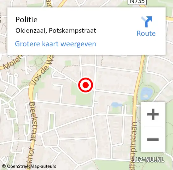 Locatie op kaart van de 112 melding: Politie Oldenzaal, Potskampstraat op 5 juli 2024 20:55