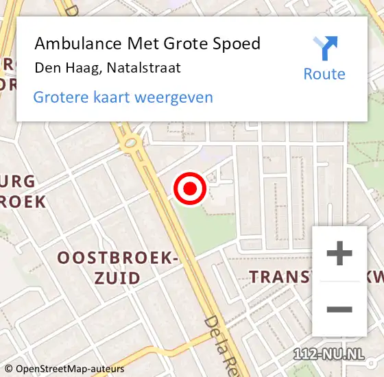 Locatie op kaart van de 112 melding: Ambulance Met Grote Spoed Naar Den Haag, Natalstraat op 5 juli 2024 21:51