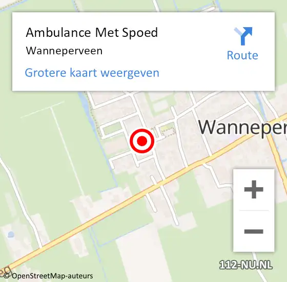 Locatie op kaart van de 112 melding: Ambulance Met Spoed Naar Wanneperveen op 5 juli 2024 21:53