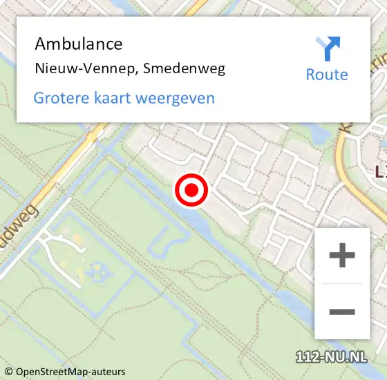 Locatie op kaart van de 112 melding: Ambulance Nieuw-Vennep, Smedenweg op 5 juli 2024 21:57