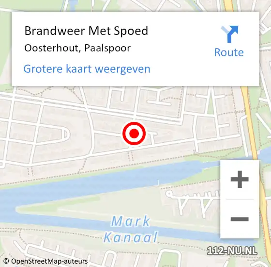 Locatie op kaart van de 112 melding: Brandweer Met Spoed Naar Oosterhout, Paalspoor op 5 juli 2024 22:06