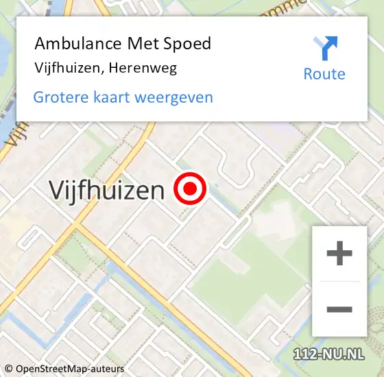 Locatie op kaart van de 112 melding: Ambulance Met Spoed Naar Vijfhuizen, Herenweg op 5 juli 2024 22:07