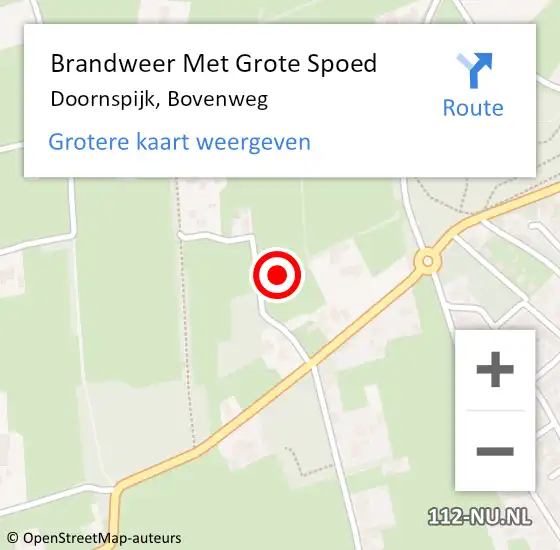 Locatie op kaart van de 112 melding: Brandweer Met Grote Spoed Naar Doornspijk, Bovenweg op 5 juli 2024 22:19