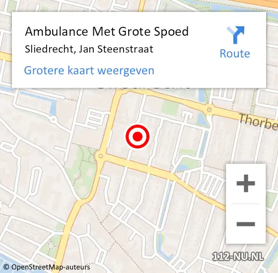 Locatie op kaart van de 112 melding: Ambulance Met Grote Spoed Naar Sliedrecht, Jan Steenstraat op 5 juli 2024 22:23