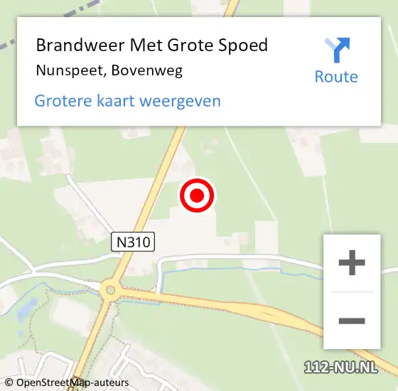 Locatie op kaart van de 112 melding: Brandweer Met Grote Spoed Naar Nunspeet, Bovenweg op 5 juli 2024 22:25