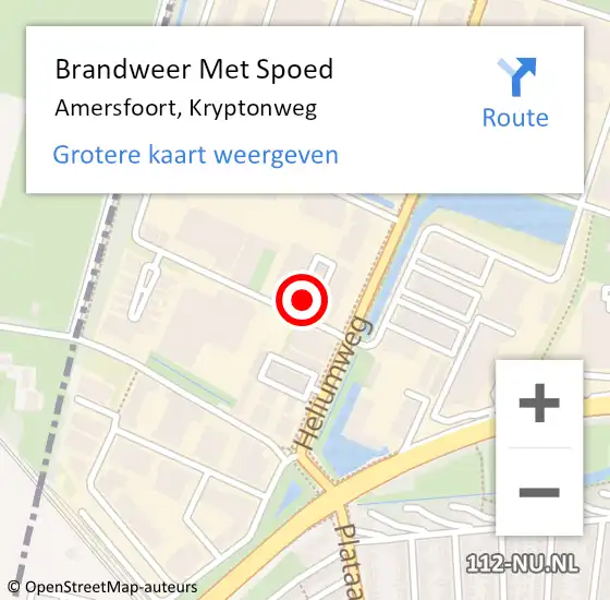 Locatie op kaart van de 112 melding: Brandweer Met Spoed Naar Amersfoort, Kryptonweg op 5 juli 2024 22:30