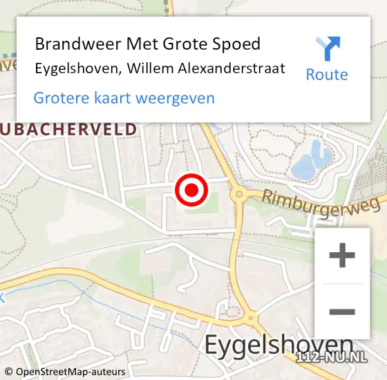 Locatie op kaart van de 112 melding: Brandweer Met Grote Spoed Naar Eygelshoven, Willem Alexanderstraat op 5 juli 2024 22:31