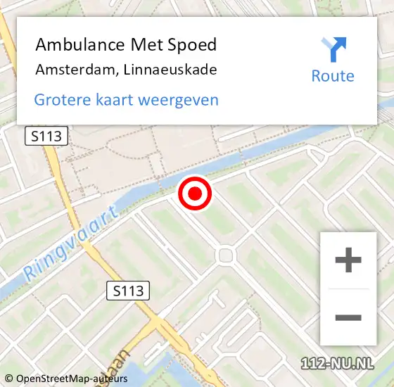 Locatie op kaart van de 112 melding: Ambulance Met Spoed Naar Amsterdam, Linnaeuskade op 5 juli 2024 22:36