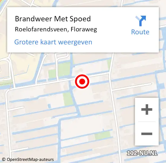 Locatie op kaart van de 112 melding: Brandweer Met Spoed Naar Roelofarendsveen, Floraweg op 5 juli 2024 22:42