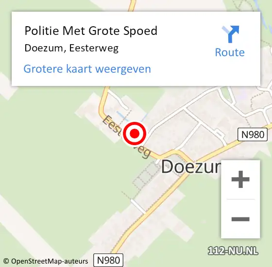 Locatie op kaart van de 112 melding: Politie Met Grote Spoed Naar Doezum, Eesterweg op 5 juli 2024 22:48