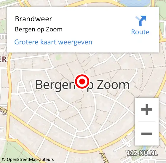 Locatie op kaart van de 112 melding: Brandweer Bergen op Zoom op 5 juli 2024 23:04