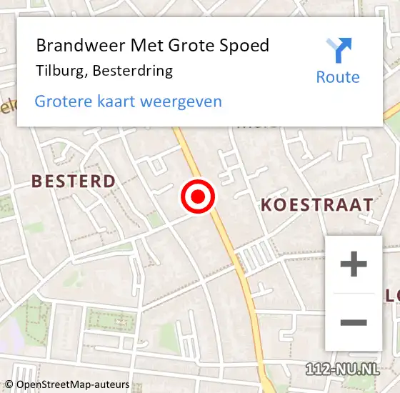 Locatie op kaart van de 112 melding: Brandweer Met Grote Spoed Naar Tilburg, Besterdring op 5 juli 2024 23:16