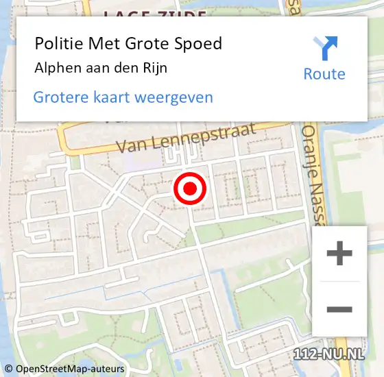 Locatie op kaart van de 112 melding: Politie Met Grote Spoed Naar Alphen aan den Rijn op 5 juli 2024 23:41