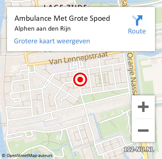 Locatie op kaart van de 112 melding: Ambulance Met Grote Spoed Naar Alphen aan den Rijn op 5 juli 2024 23:42