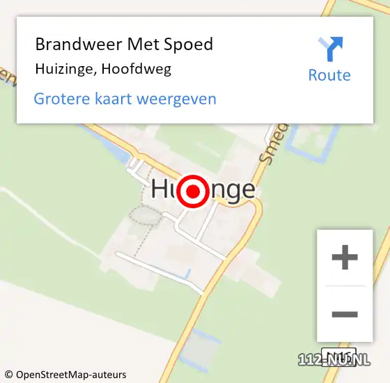 Locatie op kaart van de 112 melding: Brandweer Met Spoed Naar Huizinge, Hoofdweg op 6 juli 2024 00:05