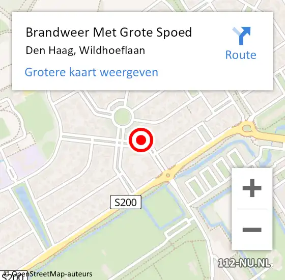 Locatie op kaart van de 112 melding: Brandweer Met Grote Spoed Naar Den Haag, Wildhoeflaan op 6 juli 2024 00:08