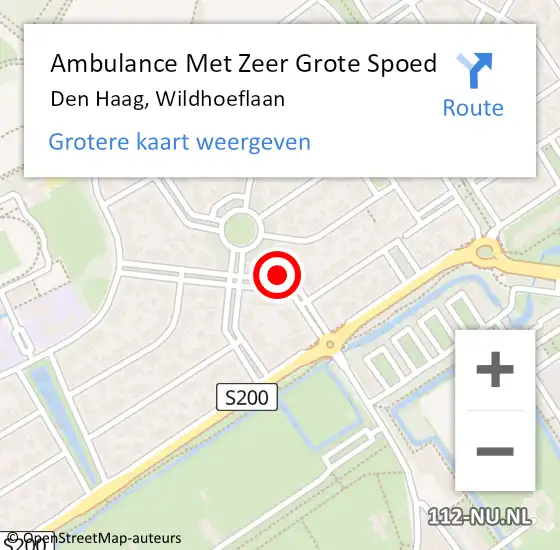 Locatie op kaart van de 112 melding: Ambulance Met Zeer Grote Spoed Naar Den Haag, Wildhoeflaan op 6 juli 2024 00:08