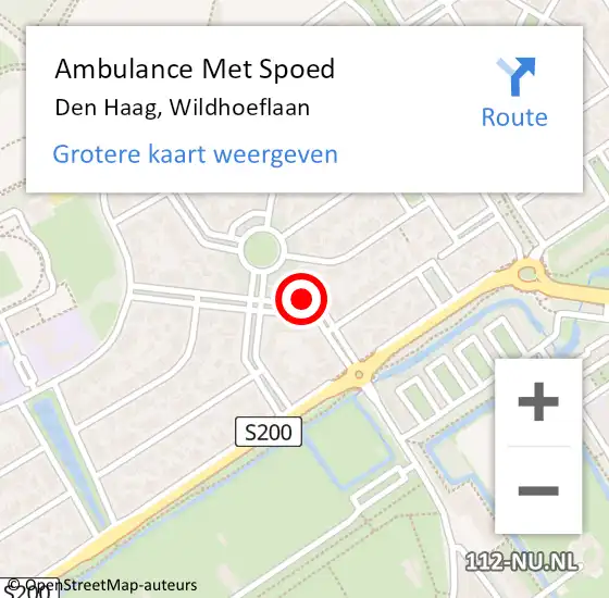 Locatie op kaart van de 112 melding: Ambulance Met Spoed Naar Den Haag, Wildhoeflaan op 6 juli 2024 00:11