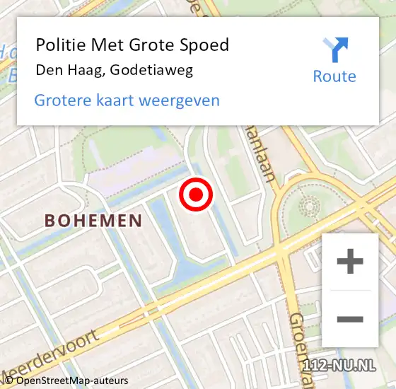 Locatie op kaart van de 112 melding: Politie Met Grote Spoed Naar Den Haag, Godetiaweg op 6 juli 2024 00:11