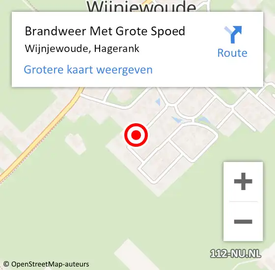 Locatie op kaart van de 112 melding: Brandweer Met Grote Spoed Naar Wijnjewoude, Hagerank op 12 oktober 2014 01:12