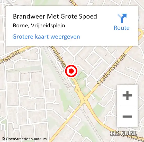 Locatie op kaart van de 112 melding: Brandweer Met Grote Spoed Naar Borne, Vrijheidsplein op 6 juli 2024 00:34