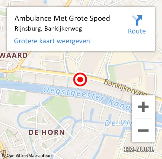 Locatie op kaart van de 112 melding: Ambulance Met Grote Spoed Naar Rijnsburg, Bankijkerweg op 6 juli 2024 00:48