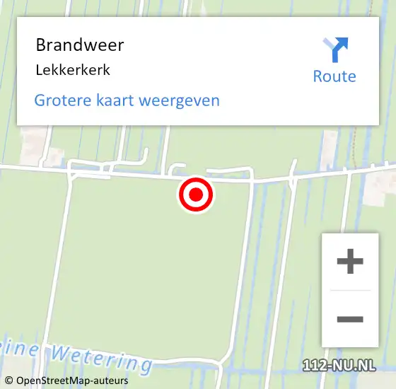 Locatie op kaart van de 112 melding: Brandweer Lekkerkerk op 6 juli 2024 01:00