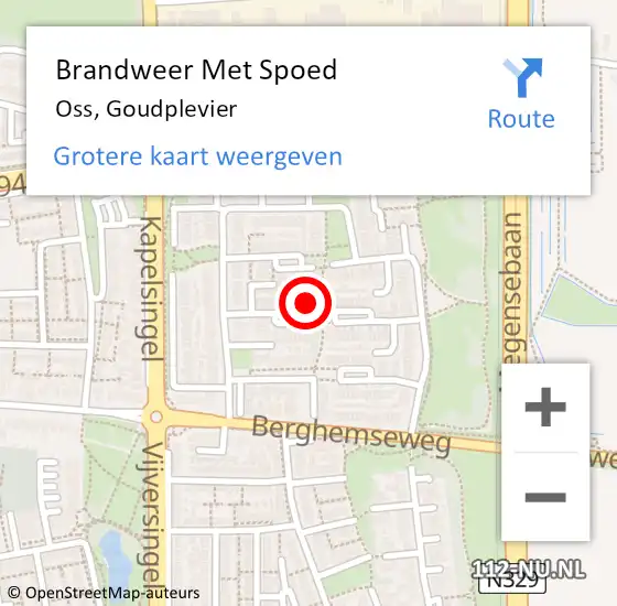 Locatie op kaart van de 112 melding: Brandweer Met Spoed Naar Oss, Goudplevier op 6 juli 2024 01:01