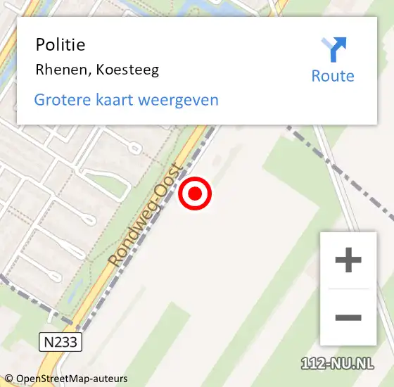 Locatie op kaart van de 112 melding: Politie Rhenen, Koesteeg op 6 juli 2024 01:29