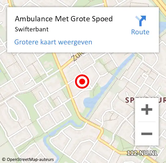 Locatie op kaart van de 112 melding: Ambulance Met Grote Spoed Naar Swifterbant op 6 juli 2024 01:43