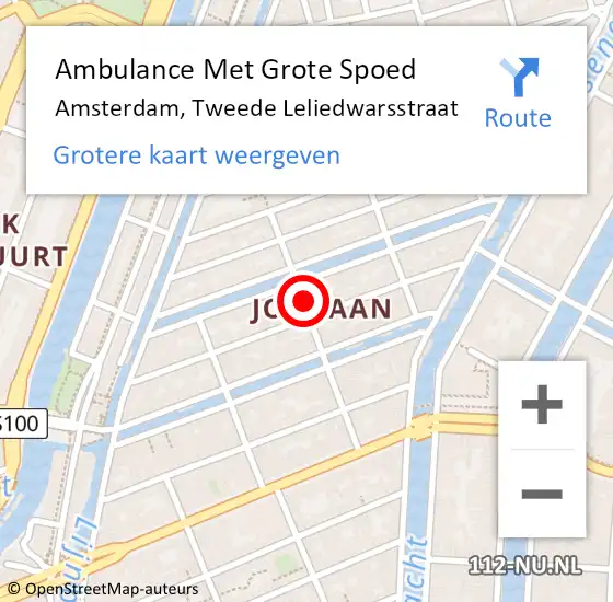 Locatie op kaart van de 112 melding: Ambulance Met Grote Spoed Naar Amsterdam, Tweede Leliedwarsstraat op 6 juli 2024 01:43