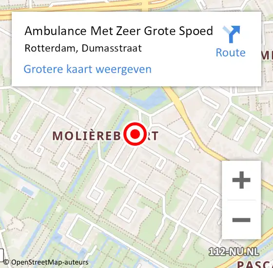 Locatie op kaart van de 112 melding: Ambulance Met Zeer Grote Spoed Naar Rotterdam, Dumasstraat op 6 juli 2024 02:02