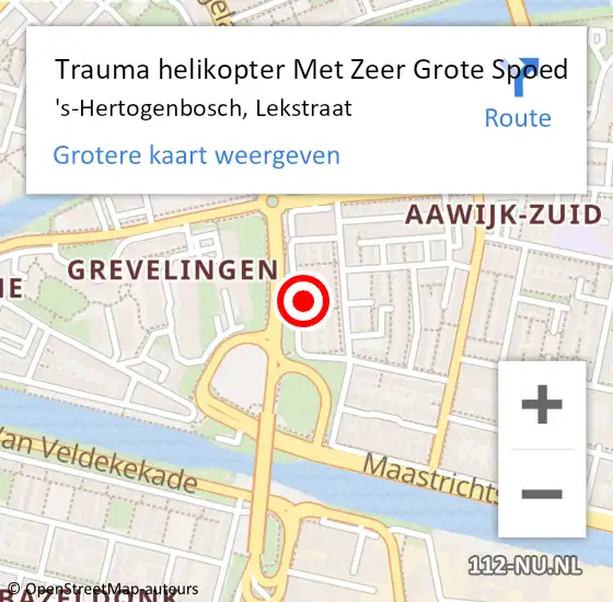 Locatie op kaart van de 112 melding: Trauma helikopter Met Zeer Grote Spoed Naar 's-Hertogenbosch, Lekstraat op 6 juli 2024 02:11