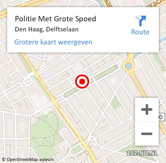 Locatie op kaart van de 112 melding: Politie Met Grote Spoed Naar Den Haag, Delftselaan op 6 juli 2024 02:13