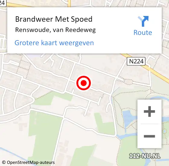 Locatie op kaart van de 112 melding: Brandweer Met Spoed Naar Renswoude, van Reedeweg op 6 juli 2024 02:15