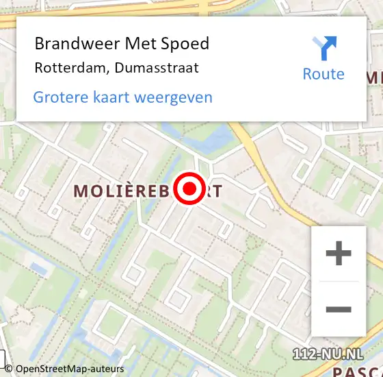 Locatie op kaart van de 112 melding: Brandweer Met Spoed Naar Rotterdam, Dumasstraat op 6 juli 2024 02:32