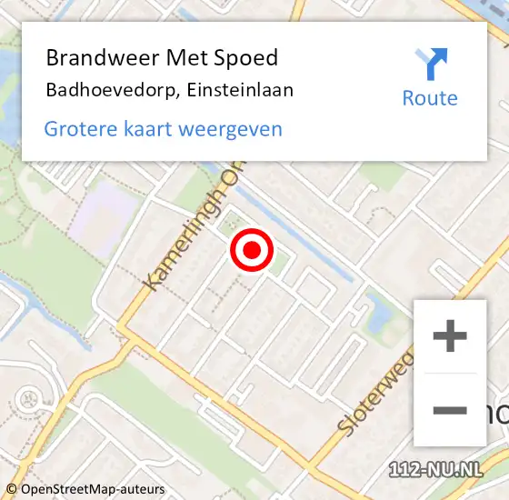 Locatie op kaart van de 112 melding: Brandweer Met Spoed Naar Badhoevedorp, Einsteinlaan op 6 juli 2024 02:36