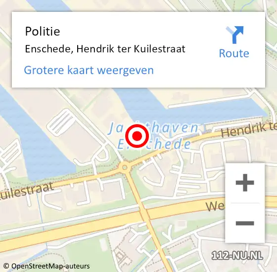 Locatie op kaart van de 112 melding: Politie Enschede, Hendrik ter Kuilestraat op 6 juli 2024 02:39