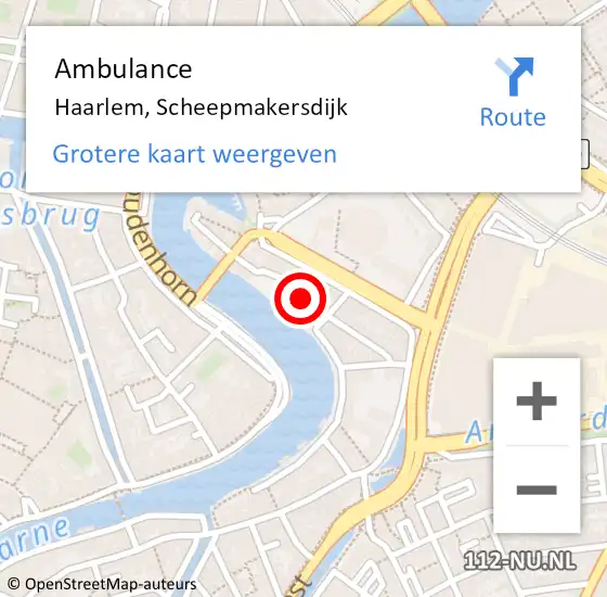 Locatie op kaart van de 112 melding: Ambulance Haarlem, Scheepmakersdijk op 6 juli 2024 02:40