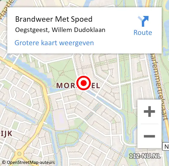 Locatie op kaart van de 112 melding: Brandweer Met Spoed Naar Oegstgeest, Willem Dudoklaan op 6 juli 2024 02:58