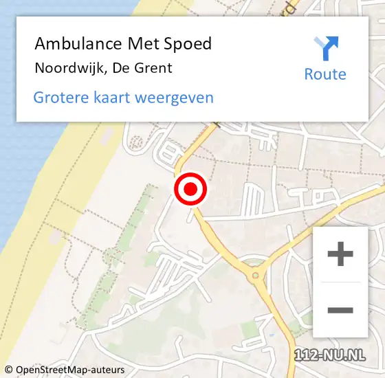 Locatie op kaart van de 112 melding: Ambulance Met Spoed Naar Noordwijk, De Grent op 6 juli 2024 03:17