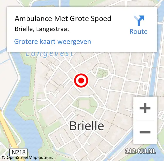 Locatie op kaart van de 112 melding: Ambulance Met Grote Spoed Naar Brielle, Langestraat op 6 juli 2024 03:22