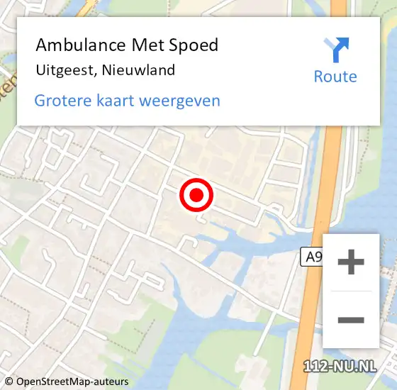 Locatie op kaart van de 112 melding: Ambulance Met Spoed Naar Uitgeest, Nieuwland op 6 juli 2024 03:46