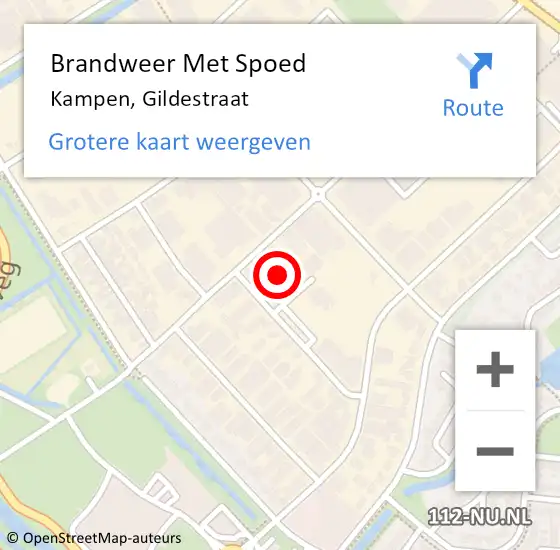 Locatie op kaart van de 112 melding: Brandweer Met Spoed Naar Kampen, Gildestraat op 6 juli 2024 04:04