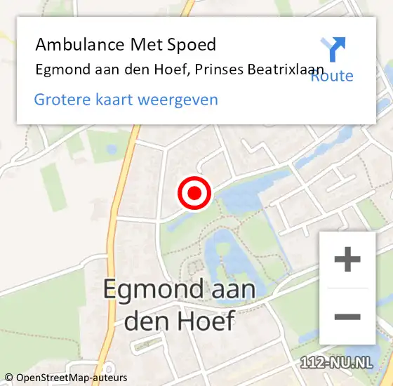 Locatie op kaart van de 112 melding: Ambulance Met Spoed Naar Egmond aan den Hoef, Prinses Beatrixlaan op 6 juli 2024 05:01