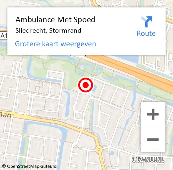 Locatie op kaart van de 112 melding: Ambulance Met Spoed Naar Sliedrecht, Stormrand op 6 juli 2024 05:24