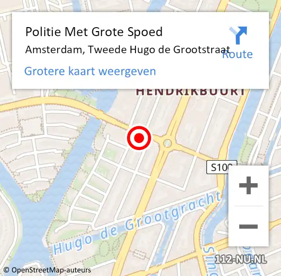 Locatie op kaart van de 112 melding: Politie Met Grote Spoed Naar Amsterdam, Tweede Hugo de Grootstraat op 6 juli 2024 05:59