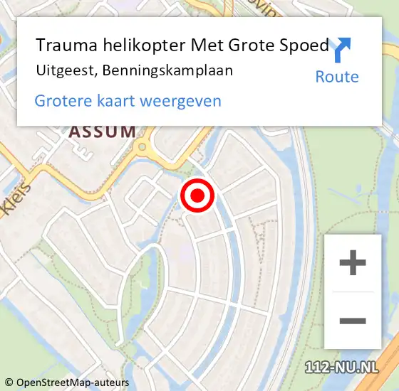 Locatie op kaart van de 112 melding: Trauma helikopter Met Grote Spoed Naar Uitgeest, Benningskamplaan op 6 juli 2024 06:18